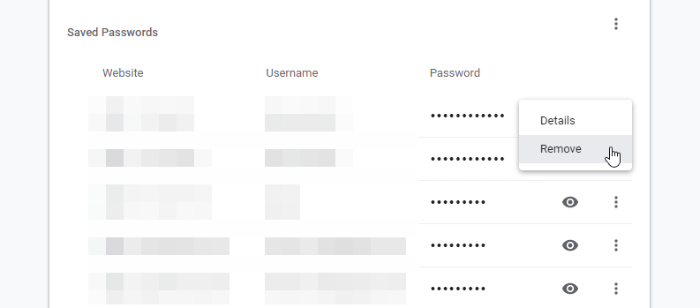 Entfernen Sie das Passwort Autofill Chrome
