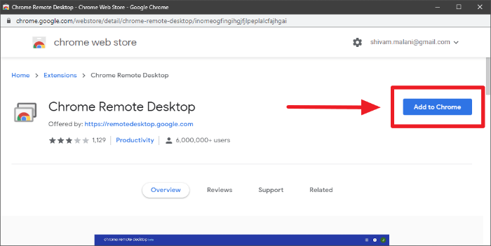Chrome Remote Desktop-Erweiterung hinzufügen