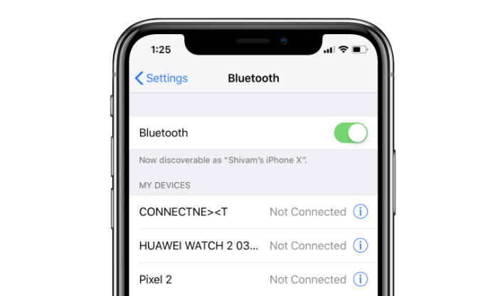 iPhone Bluetooth-Einstellungen