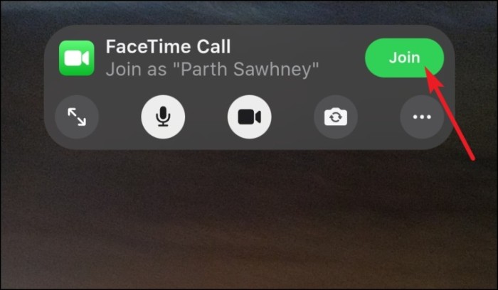 dodirnite pridruži se za korištenje Facetimea na Androidu