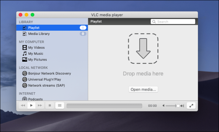 VLC에 SFW 파일을 드롭하여 재생 및 보기