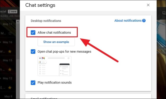 Deaktivieren Sie Google-Chat-Benachrichtigungen in Google Mail für den Desktop