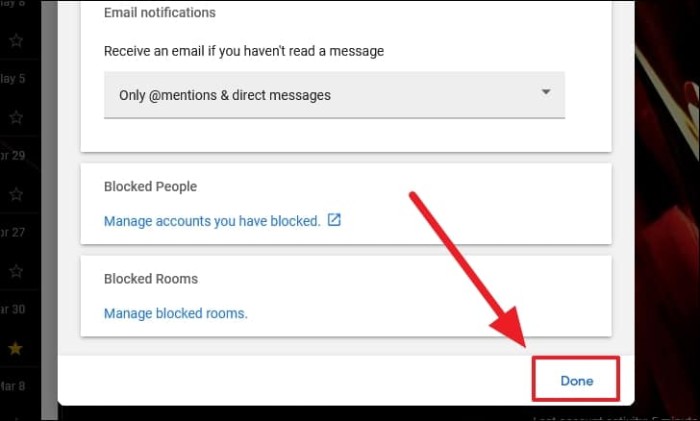 Speichern, um Google-Chat-Benachrichtigungen in Google Mail für den Desktop zu deaktivieren
