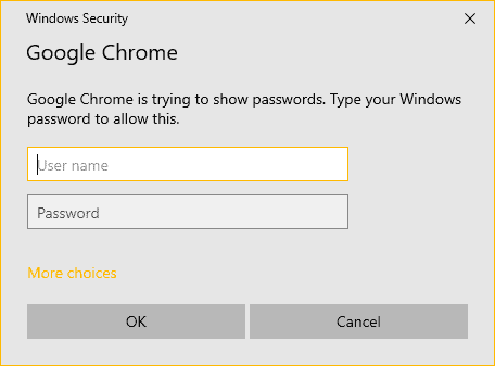 Chrome-Passwort Anmeldung bei Windows-Konto