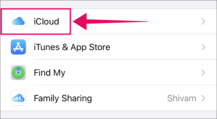 Отворете iCloud настройките на iPhone