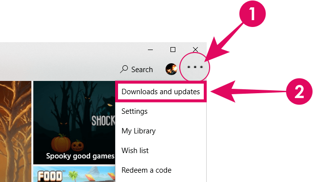 Gehen Sie im Microsoft Store zum Bildschirm Downloads und Updates