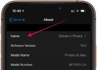 Ändern Sie den iPhone-Namen über den Info-Bildschirm