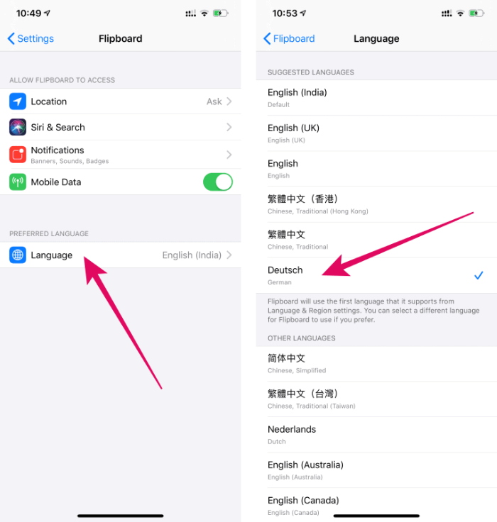 Sprach-App ändern iPhone