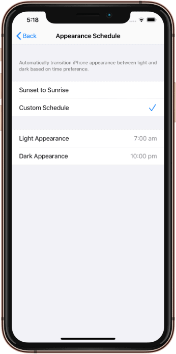 Prilagođeni raspored za iOS 13 tamni način rada