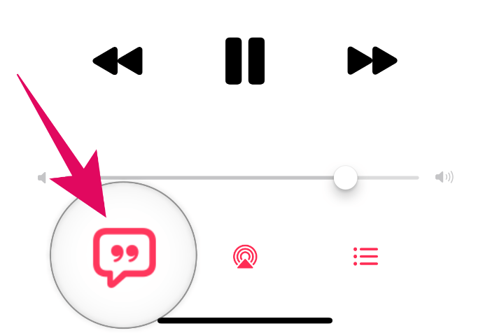 Botó de lletres de l'aplicació Apple Music de l'iPhone