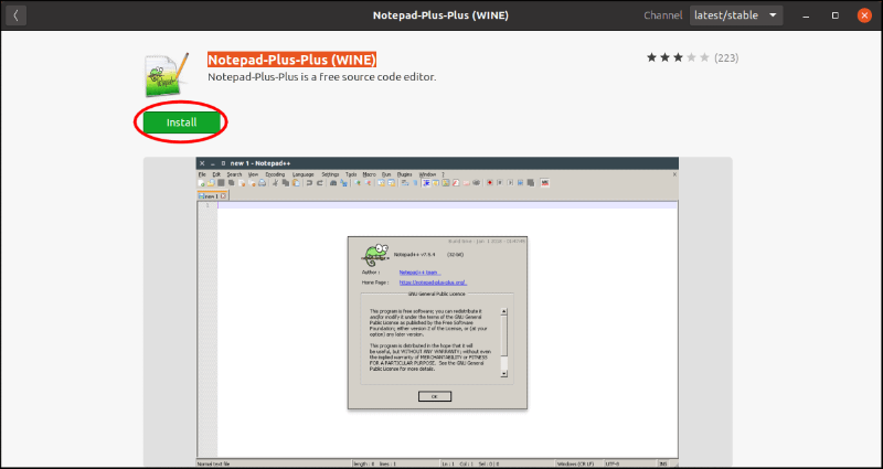 Ubuntu-Software Notepad++ installieren.