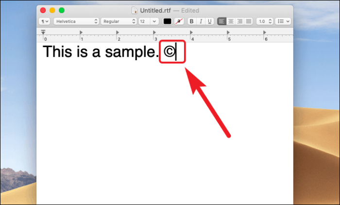 Geben Sie das Copyright-Symbol mit der integrierten Verknüpfung für Mac ein