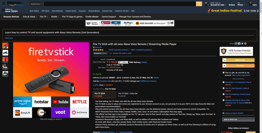 Amazon im Dark Mode in Chrome
