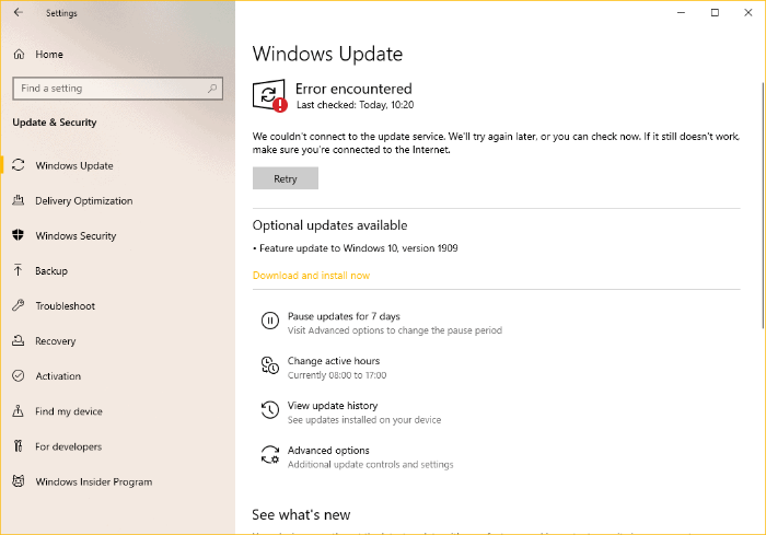 Windows 10 Version 1909 Fehler