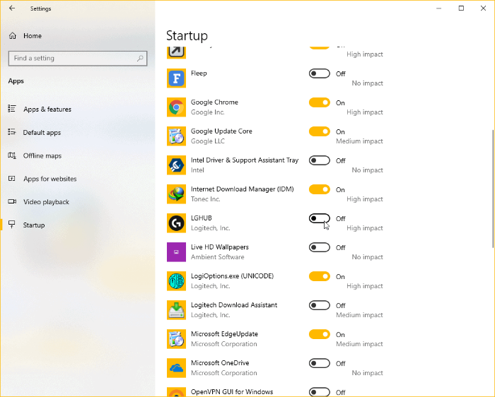 Deaktivieren Sie Start-Apps Windows 10