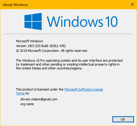 Windows 10 verzija 1903